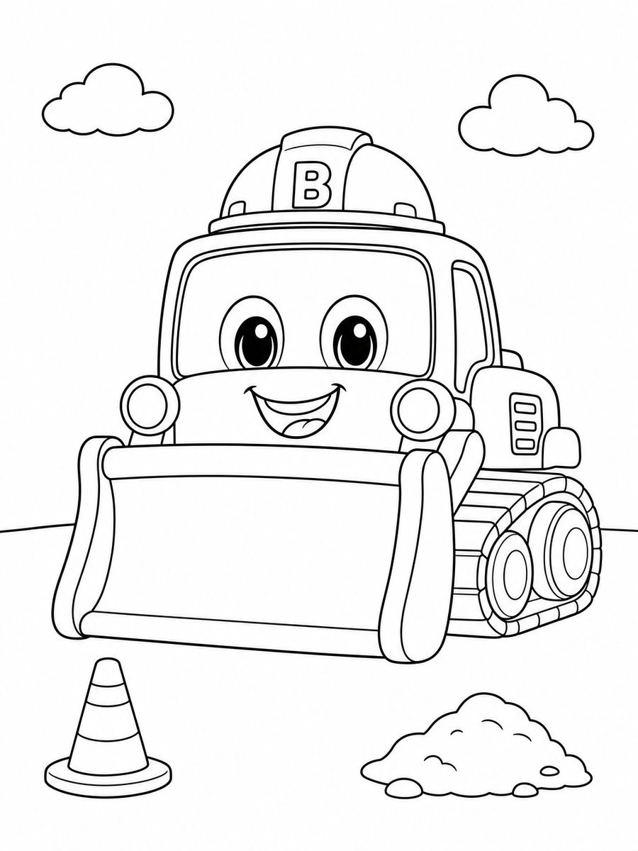 Free printable Benny the bulldozer coloring page