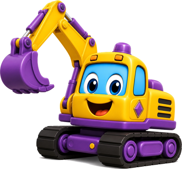 Ellie the yellow and purple excavator