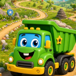 Danny the green dump truck at Danny's Haul Road