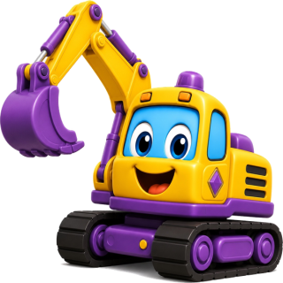 Ellie the yellow and purple excavator