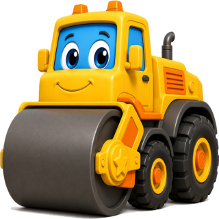 Rocky the yellow road roller
