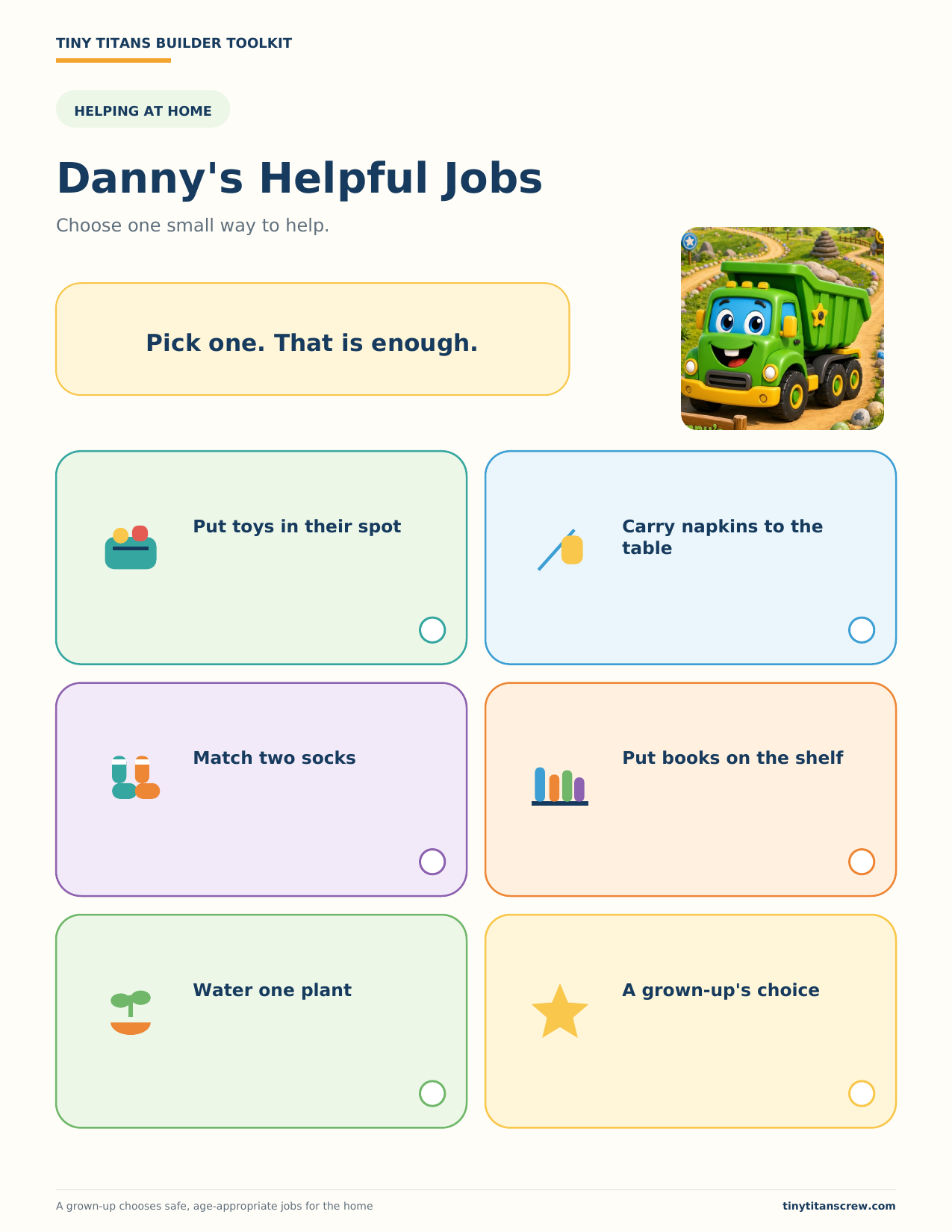 Preview of Danny's Helpful Jobs with six at-home helping choices